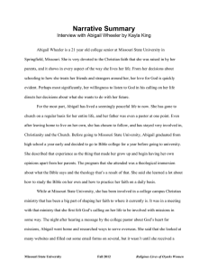Narrative Summary Interview with Abigail Wheeler by Kayla King