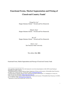 Functional Forms, Market Segmentation and Pricing of Closed-end Country Funds