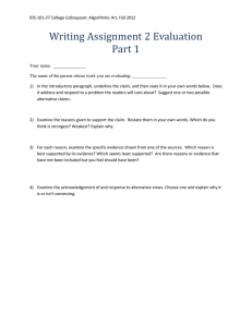 Writing Assignment 2 Evaluation Part 1