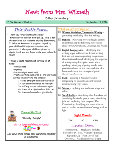 Kindergarten Newsletter - September 15_ 2014