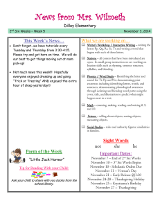 Kindergarten Newsletter - November 3_ 2014
