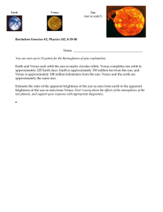 Recitation Exercise #2, Physics 142, 8-29-00 Earth Venus Sun