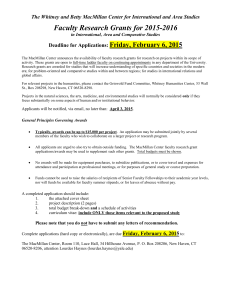 Faculty Research Grants for 2015-2016 Friday, February 6, 2015