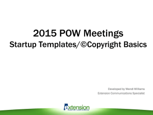 Startup Templates Copyright Basics (a 2015 POW Meeting Presentation by Wendi Williams)