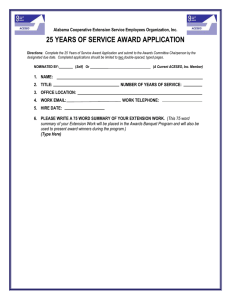 25 YEARS OF SERVICE AWARD APPLICATION