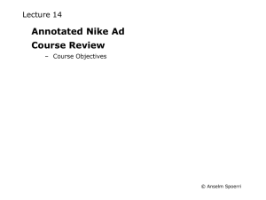 Annotated Nike Ad Course Review Lecture 14 – Course Objectives