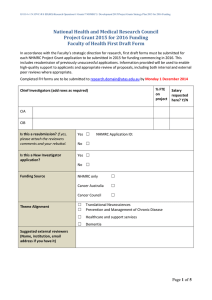 NHMRC Project Grant Application 2015 for 2016 funding - First Draft Proposal Template (Faculty of Health) (33.2 KB)