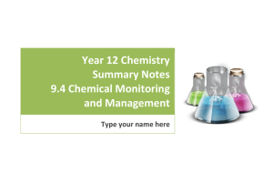 Year 12 Chemistry Summary Notes 9.4 Chemical Monitoring and Management