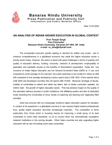 Press Release AN ANALYSIS OF INDIAN HIGHER EDUCATION IN GLOBAL CONTEXT