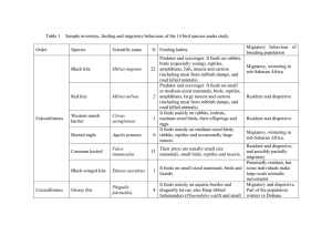 Table 1  Sample inventory, feeding and migratory behaviour of...  Migratory  behaviour  of