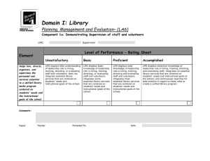 Domain I: Library Planning, Management and Evaluation– (LA6) Element