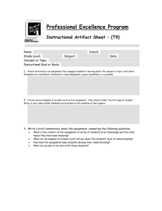 Professional Excellence Program Instructional Artifact Sheet – (T9)  Name