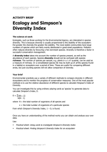 Ecology and Simpson’s Diversity Index ACTIVITY BRIEF