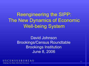 "Reengineering the SIPP: The New Dynamics of Economic Well-being System," presentation by David Johnson