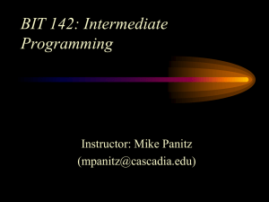 BIT 142: Intermediate Programming Instructor: Mike Panitz ()