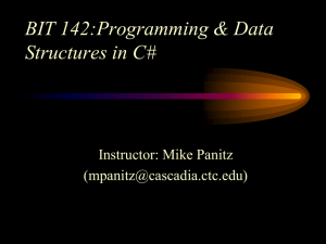 BIT 142:Programming &amp; Data Structures in C# Instructor: Mike Panitz ()