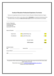 Faculty of Education Professional Experience Tax Invoice