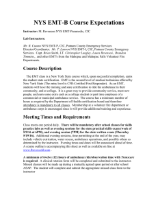 NYS EMT-B Course Expectations Course Description