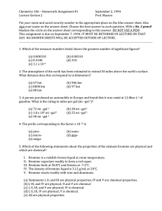 Chemistry 106 – Homework Assignment #1  September 2, 1994 Lecture Section 2