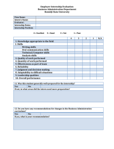 Internship Evaluation form for Business Administration
