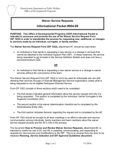 Informational Packet #004-09: Waiver Service Requests