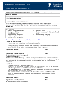 Work Experience Pre-Placement Agreement