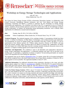 Workshop on Energy Storage Technologies and Applications