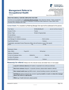 Management Referral to Occupational Health