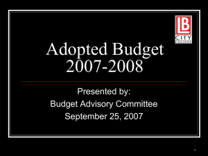 2007-2008 Adopted Budget Presentation