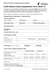 Download a School of CLAS MA Studentship application form