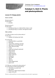 Year 9 equipment list - Unit 3C: Plants and photosynthesis (DOC, 98 KB)