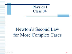 Newton’s Second Law for More Complex Cases Physics I Class 04