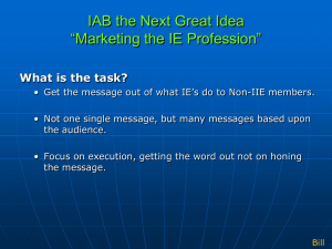 Marketing the IE Profession Discussion