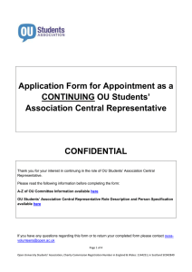 Application Form for Appointment as a Students’ CONTINUING OU