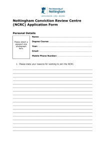 Nottingham Conviction Review Centre (NCRC) Application Form  Personal Details