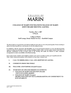 COLLEGE OF MARIN FOUNDATION/COLLEGE OF MARIN JOINT BOARD MEETING AGENDA