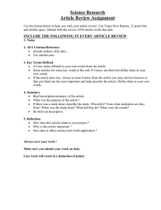 NEW Article Review Assignment with Rubric