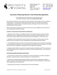 UW Women's Club Scholarship