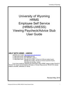 HRMS Employee Self Service Viewing Paycheck/ Advice Stub User Guide