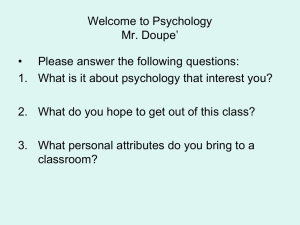 Welcome to Psychology