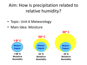 Aim: How is precipitation related to relative humidity? • Main Idea: Moisture