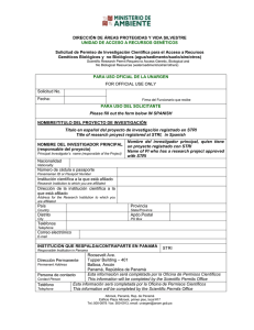 Ministerio de Ambiente Research and Collecting Permit Form