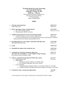 Wyoming School-University Partnership Governing Board Meeting Wednesday, October 29, 2014