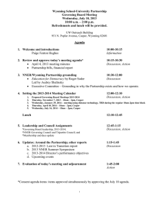 Wyoming School-University Partnership Governing Board Meeting Wednesday, July 10, 2013