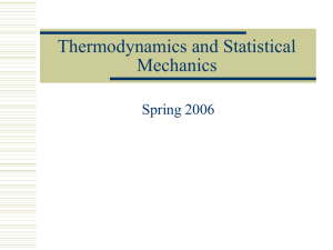 Thermodynamics and Statistical Mechanics Spring 2006