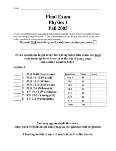 Final Exam Physics I Fall 2005