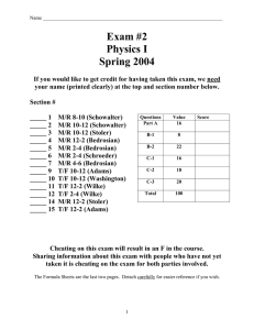 Exam #2 Physics I Spring 2004