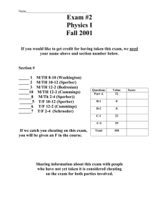 Exam #2 Physics I Fall 2001