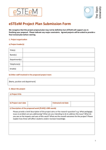 eSTEeM project plan submission form