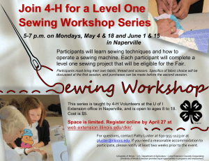 Join 4-H for a Level One Sewing Workshop Series in Naperville